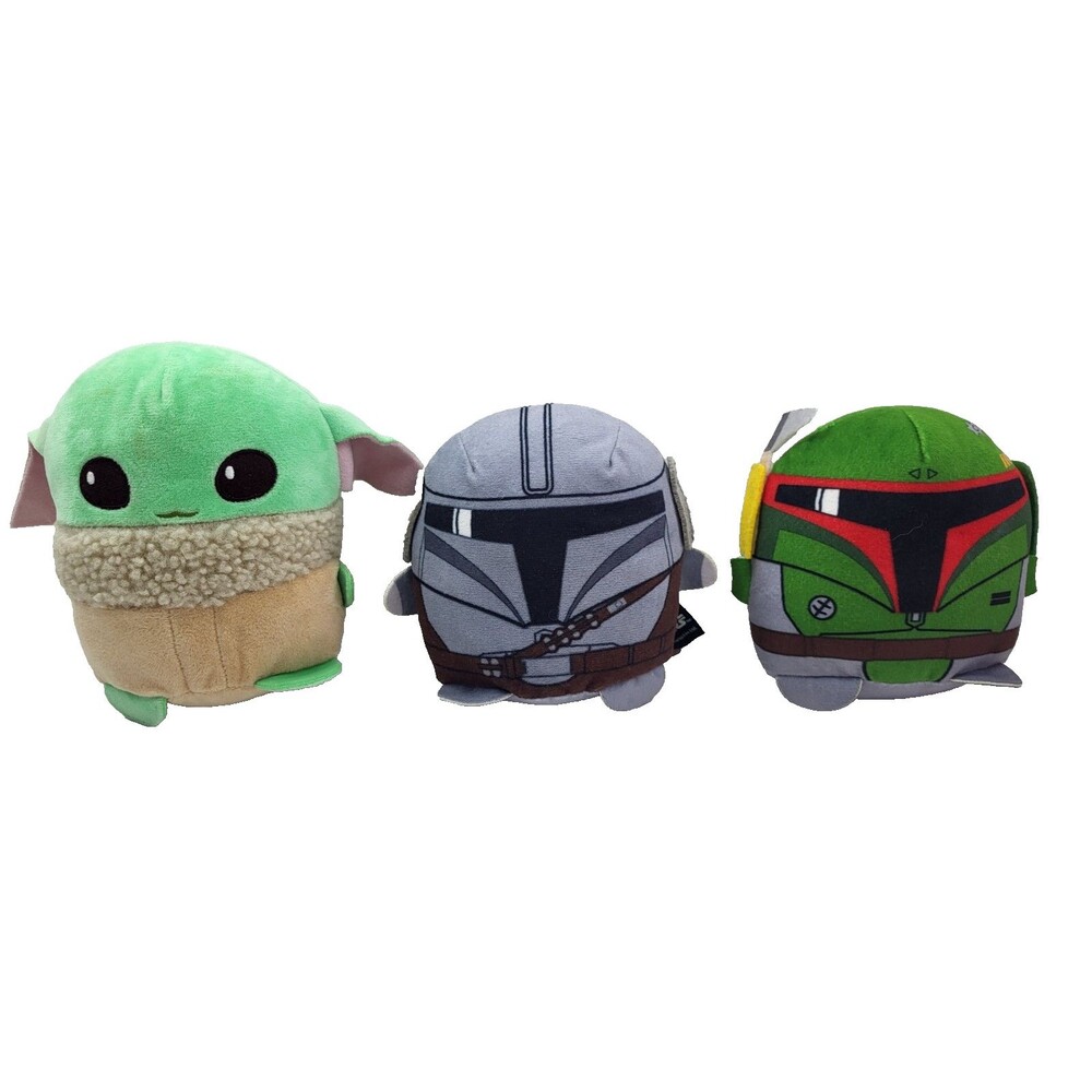 Star Wars Cuutopia Plush Lot Grogu Boba Fett Mandalorian Mattel 5"
